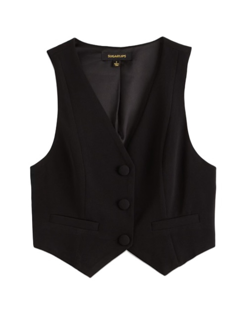 Sugarlips Black Button Up Tailored Vest
